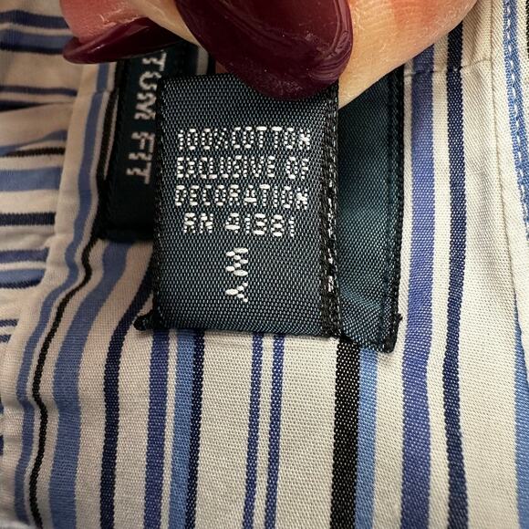 Ralph Lauren Striped Button Down Short Sleeve Custom Fit Preppy Blue Men's XXL - Picture 9 of 10